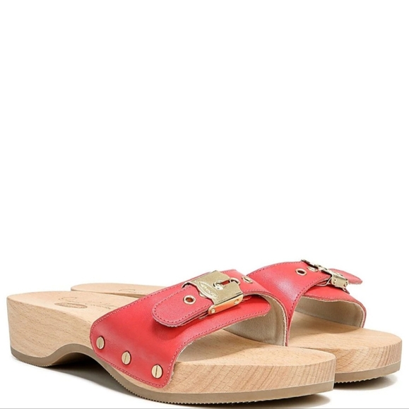 Dr. Scholl's Shoes - DR. SCHOLL'S Original Collection Exercise Leather Slide Wooden Clog Sandal